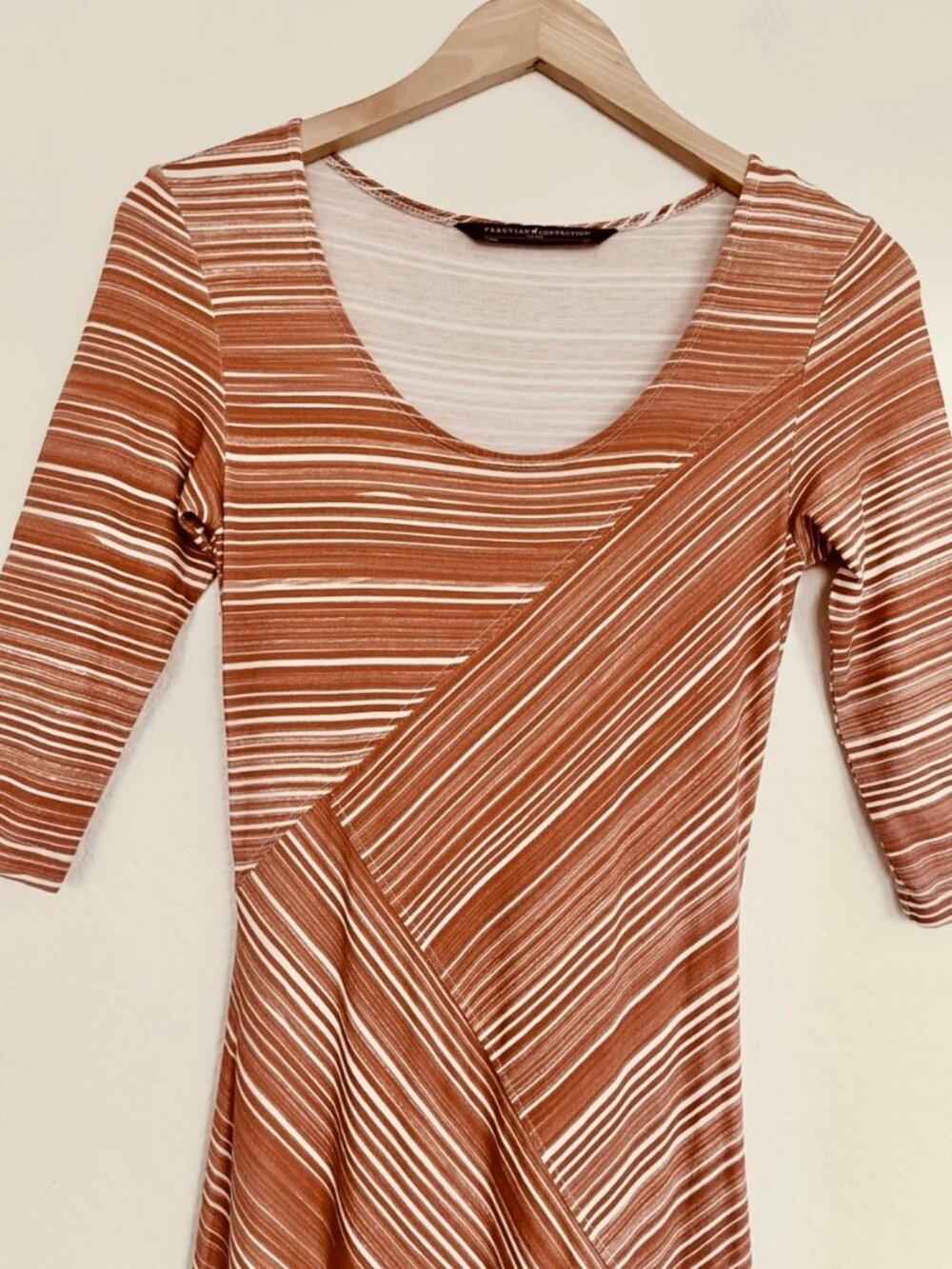 Peruvian Connection Circe 3/4 Sleeve Asymmetrical Maxi Dress Terracotta XS - Picture 6 of 16
